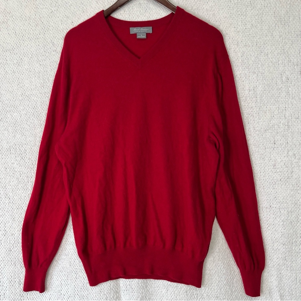 Daniel Cremeiux 100 Cashmere Sweater Mens Large V Neck Red Lightweight Casual L